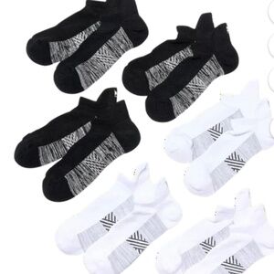 Mission Dry & Cool Pinnacle No Show Socks (Unisex, 6-Pairs Black and White M NWT